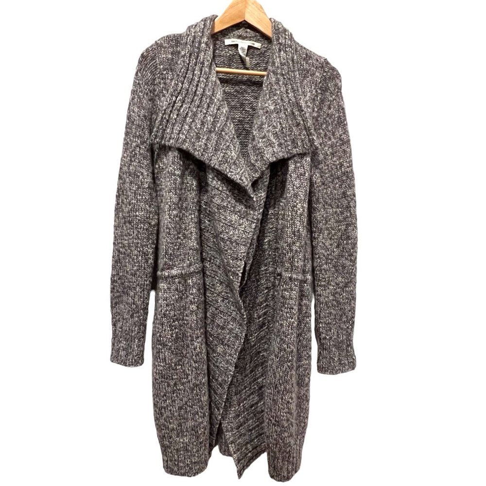 Diane Von Furstenberg Long Wool Sweater Cardigan, Vtg, Pockets, S